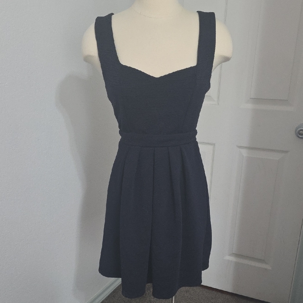 Navy Blue Textured Mini Dress With Heart Cutout Sz M
